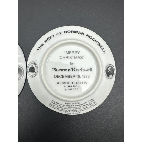 Vintage 80’s Norman Rockwell Mini Santa Trinket Plates Limited Edition Christmas - Picture 8 of 8